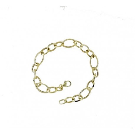 Chain bracelet with oval links with engraved Greek BR931G
