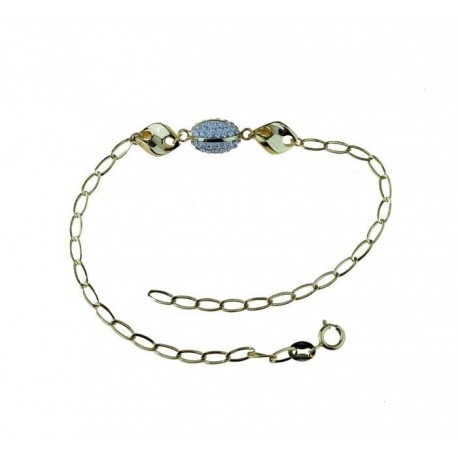 Bracelet avec zircon ovale et maillons brillants et torsadés BR3029G