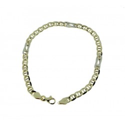 Hollow chain bracelet alternating ingot type link BR740BG
