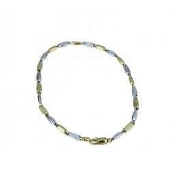 BR878BC white and yellow gold tubular chain bracelet