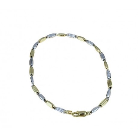 BR878BC röhrenförmiges Kettenarmband aus Weiß- und Gelbgold