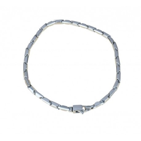 Bracelet chaîne homme tubulaire en or blanc BR884B