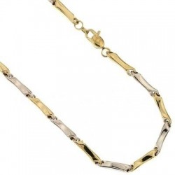 White and yellow gold tube necklace