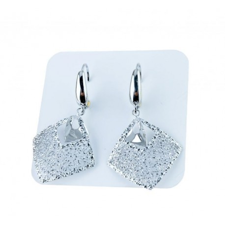 dangle earrings with perforated and wavy rhombuses and monachina hook O2179N