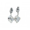 Wavy openwork drop earrings with carved flowers O2213B