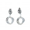 Wavy openwork drop earrings with carved flowers O2214B