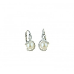 Boucles d'oreilles perle et zircon avec crochet monachina O2086B