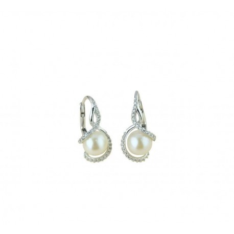 Pearl and zircon earrings with monachina hook O2086B