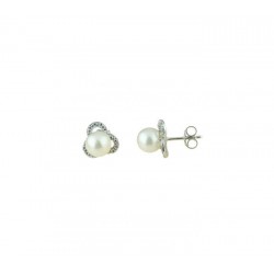 Boucles d'oreilles perle et zircon O2080B
