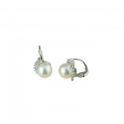 Perlen- und Zirkonohrringe mit Monacohaken O2085B