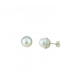 Boucles d'oreilles perle et zircon O2081B