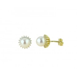 Boucles d'oreilles perles et zircons O2087G