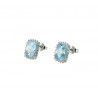Rectangular earrings with light blue stone and zircon border O2162B