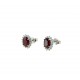 Oval earrings with red stone and zirconia border O2164B