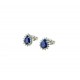 Teardrop earrings with blue stone and zirconia border O2166B