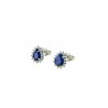 Boucles d'oreilles goutte avec pierre bleue et bordure zircone O2166B