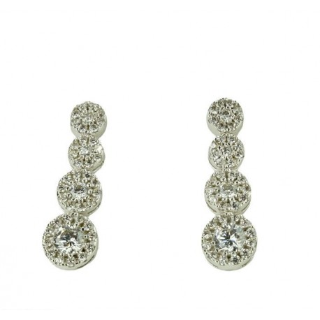 White cubic zirconia pendant earrings with scaling O2169B
