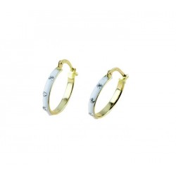 Hoop earrings with white enamel O2342G