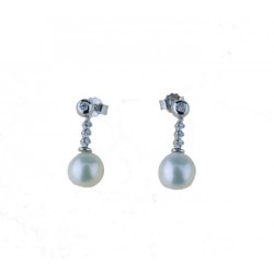 Orecchini con perla e zirconi pendenti O2965B