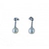 Earrings with pearl and pendant zircons O2965B