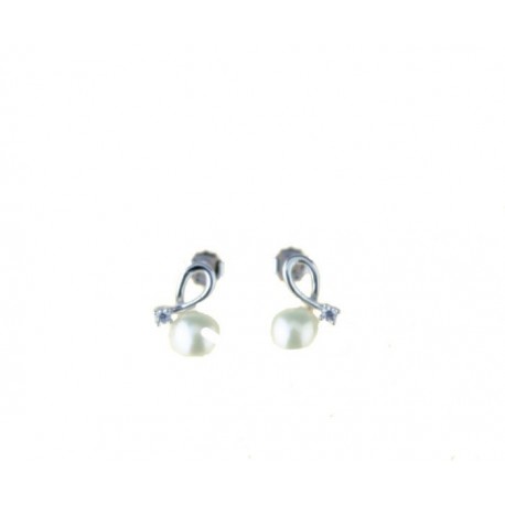 Earrings with pearl and zircon O2969B