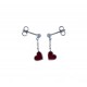 Rote Emaille-Ohrringe mit Herzanhänger O3091B