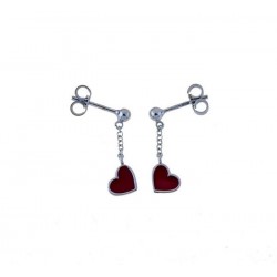 Red enamel heart pendant earrings O3091B