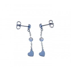 Pendant earrings with heart and light point O3093B
