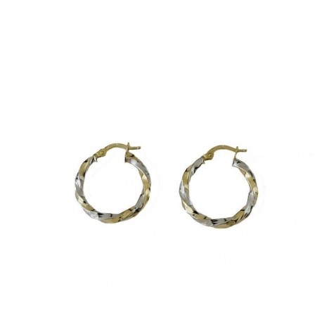 Boucles d'oreilles créoles torchon bicolore O3245BG