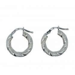 Shiny and knurled hoop earrings O3358B
