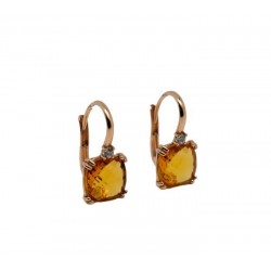 Ohrringe mit braunem Stein und Zirkon mit Monacohaken O3369R