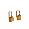 Earrings with brown stone and zircon with monachina hook O3369R