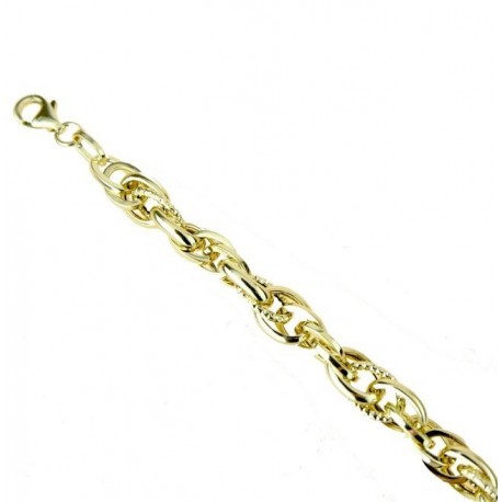 twisted chain bracelet with shiny and knurled oval links BR936G