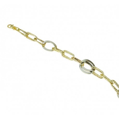 chain bracelet with shiny and twisted oval links and knurled links BR939BGR