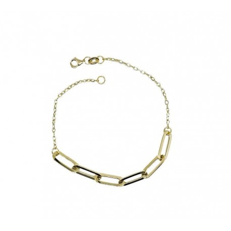 rolo type chain bracelet with central shiny oval links C3400G