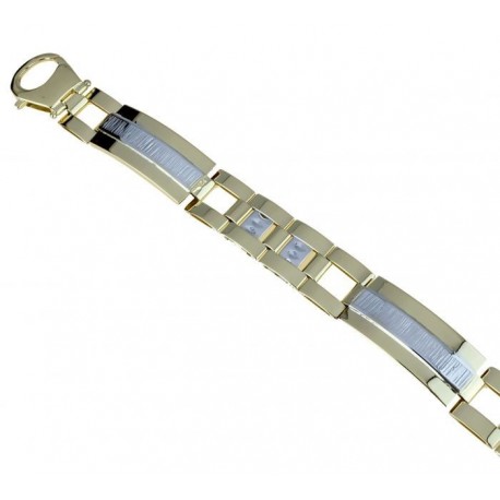 Bracelet with alternating patterned box plates BR874BC