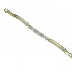 Bracelet with alternating patterned box plates BR869BC
