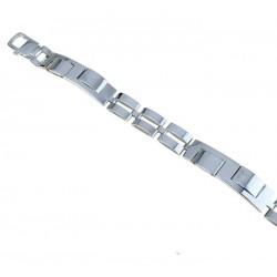 Bracelet with patterned box plates and slotted links BR864B