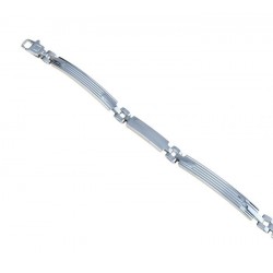 Bracciale con piastre scatolate lucide e lavorate largo BR858B