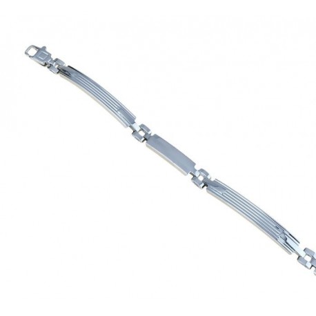 Bracciale con piastre scatolate lucide e lavorate largo BR858B