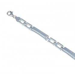 Bracelet with alternating boxed plates with BR842B laser finish