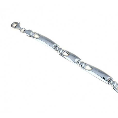 Bracciale a piastre scatolate con finitura laser BR837B