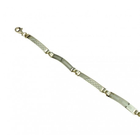 Bracelet avec plaques alternées avec finition laser BR795G