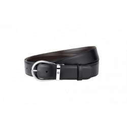 35mm Black/Brown Reversible Leather Belt with Horseshoe Buckle