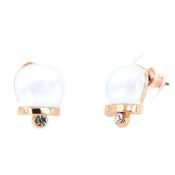 I Love Capri Earrings In Metal With A Good Luck Bell With White Enamel And Crystals