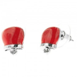 I Love Capri Earrings In Metal With Good Luck Bell Red Enamel And Crystals