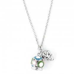 Necklace I Love Capri In Metal With Multicolor Pendant Bell And Small Perforated Hearts