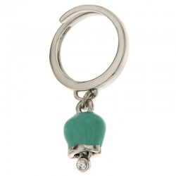 I Love Capri Metal Ring With Aquan Green Pendant Bell With Light Point