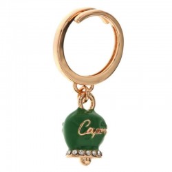 Bague en métal I Love Capri avec cloche de Capri verte en relief et cristaux blancs