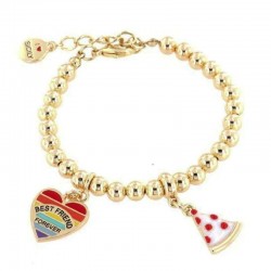 I love Capri-Armband aus Metall mit Pizza- und Herzanhängern 00645